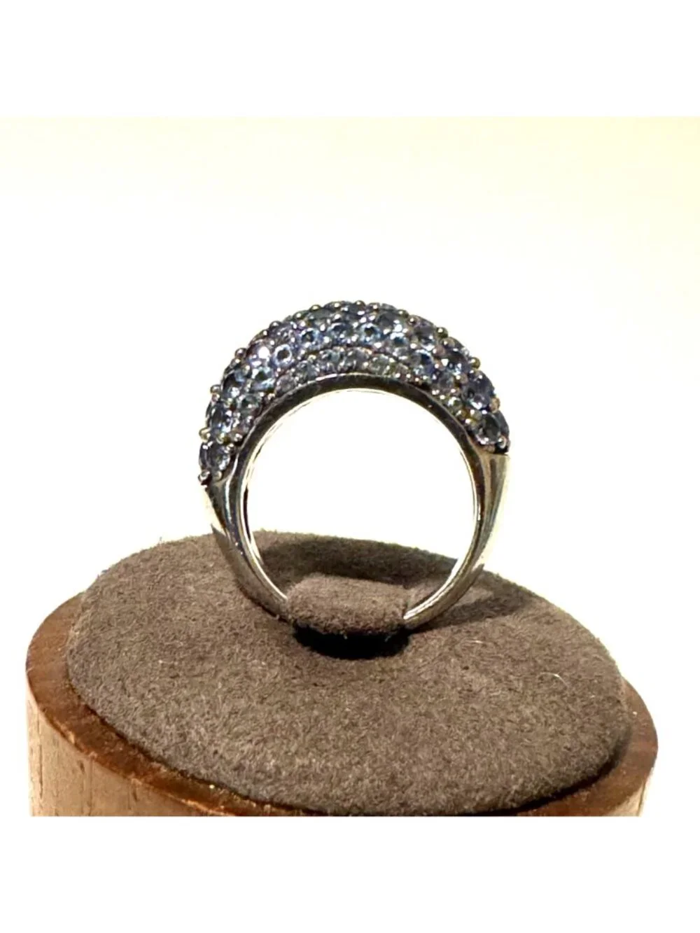 Sterling Silver 925 Pale Blue Cubic Zirconia Tapered Band Ring Size 6